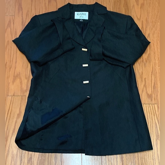 Women's 6 Wooden Button Linen Blend KASPER ASL Blazer Jacket Coat Top - Picture 7 of 15